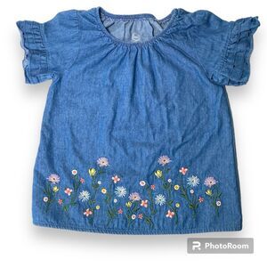 Denim Wonder Nation Denim Flower 3T Spring shirt ruffle short sleeve